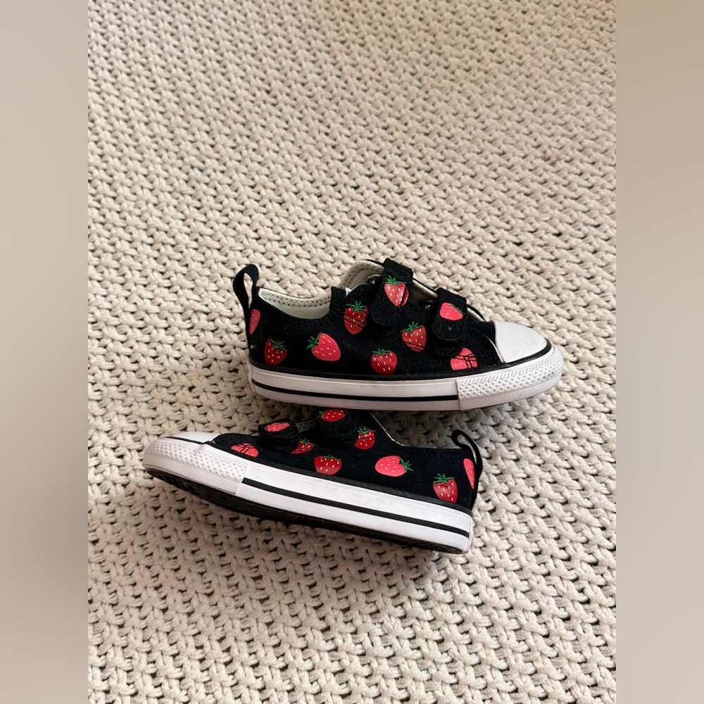 Converse Kids Sneakers - Black with Strawberry Print